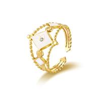 HIIXHC Chunky Gold Rings for Women - Adjustable Stackable Fashion Ring, Gold Plated Statement Knuckle Handmade Gemstone Gothic Vintage Rings for Teen Girls, Plastic, No Gemstone