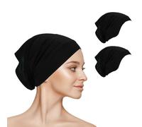 Hijab Undercap, 2 Pcs Hijab Cap Cotton Tube Cap Breathable Cap Hats Instant Underscarf Ready To Wear Head Scarf Headwrap Black Jersey Hijab Scarf For Women