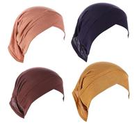 Hijab Undercap, 4PCS Non Slip Hijab Cap, Stretchy Breathable Hijab Caps Under Scarf, Solid Color Muslim Head Scarf for Women 2