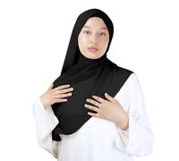 Hijab Women Muslim Muslim Shawl Shawl Slip On Hijab with Built-in Cap Chiffon Muslim Shawl He100, black 2, One Size