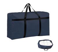 Hijelyn Duffle Bag for Travel, Foldable Large Storage Bag with Zipper, 600D Waterproof Heavy Duty Fabric Large Capacity Luggage Storage Tote for Moving Traveling Camping Gear Outdoor Sport, Blue