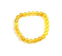 HiJet Beautiful Yellow Jade Round Bead Stretch Bracelet 8" Long Nepal Tibetan India Asia Balancing Positive Energy Harmony Luck Natural Genuine Authentic Fashion Style