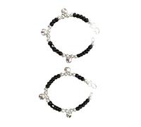 Hijet Exclusive Elagence Nazariya Baby Bracelet with Black Glass Beads in round shape makes this bracelet the perfect addition for kids Evil Eye Protections, Black And Silver