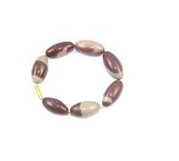 Hijet Narmada Shiva Lingam Bead Bracelet Natural Spiritual Narmada River Crystal Mineral Lingham Egg-Shaped Stone For Men Or Women, Gemstone, Agate