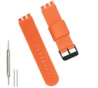 Hijiawee Replacement Band for Swatch 17mm 19mm 20mm, Military Ballistic Soft Woven Nylon Watchband Strap for Swatch Watch Series (20mm, Orange)