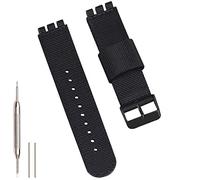 Hijiawee Replacement Band for Swatch 17mm 19mm 20mm, Military Ballistic Soft Woven Nylon Watchband Strap for Swatch Watch Series (17mm, Black)