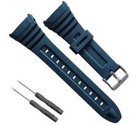 Hijiawee replacement watch strap band compatible with casio w-96h for Men, Flexible Black Resin Band Fit for W96 W-96H W96h 577EA1 (Black,Silver)