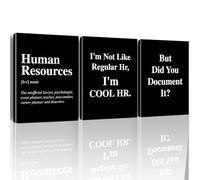 Hijie Human Resources Office Decor HR Wall Art Canvas Prints Framed Artwork Home Office Living Room Decorations, HR Gifts, 3 Panels, Black, Hijie1001