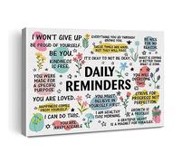 Hijie Inspirational Daily Reminders Poster Canvas Wall Art for Office Home Decor - Positive Affirmation Canvas Print Wall Art Painting Framed Encouragement Gifts - Easel & Hanging Hook 12x15 Inch
