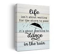 Hijie Life Isn't About Waiting for the Storm to Pass Canvas Poster for Home Decor - Rustic Wall Art Ready to Hang - Easel and Hanging Hook 11.4 x 15 Inches