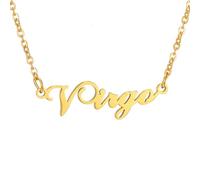 HIJONES 12 Zodiac Signs Necklace for Women Stainless Steel Personalized Horoscope Chain Dainty Charm Jewelry Gold Virgo