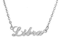 HIJONES 12 Zodiac Signs Necklace for Women Stainless Steel Personalized Horoscope Chain Dainty Charm Jewelry Silver Libra