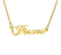 HIJONES 12 Zodiac Signs Necklace for Women Stainless Steel Personalized Horoscope Chain Dainty Charm Jewelry Gold Pisces