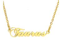 HIJONES 12 Zodiac Signs Necklace for Women Stainless Steel Personalized Horoscope Chain Dainty Charm Jewelry Gold Taurus