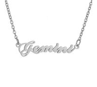HIJONES 12 Zodiac Signs Necklace for Women Stainless Steel Personalized Horoscope Chain Dainty Charm Jewelry Silver Gemini
