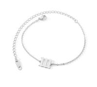 HIJONES Angel Number 111 Anklet for Women Stainless Steel Ankle Chain Bracelet Dainty Simple Numerology Jewelry Silver