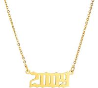 HIJONES Birth Year Necklace for Women Girls Stainless Steel Years Number Pendant Charm Choker Chain Gifts Gold 2009