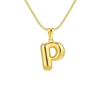 HIJONES Bubble 26 Letter Alphabet Pendant Necklace for Women Men Stainless Steel Personalized Initial First Name Jewelry P