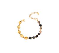 HIJONES Coffee Bean Irregular Stone Stainless Steel Bracelet for Men Women Layered Wrist Chain Jewelry