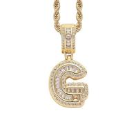 HIJONES Cubic Zircon 26 Letter Alphabet Pendant Necklace for Women Stainless Steel Personalized Initial First Name Jewelry Gold G