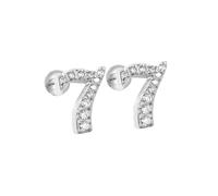 HIJONES Cubic Zirconia Number 1-9 Stud Earrings for Women Elegant Ear Jewelry Silver 7