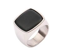 HIJONES Gifts for Men,Retro Stainless Steel Rings,Fashion Turquoise Jewellery Christmas Birthday Wedding for Dad Husband Grandfather Silver Black Size M