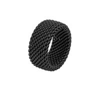 HIJONES Gold Black Silver Plated Mesh Ring for Women Men Wide Woven Chain Texture Statement Jewellery Black Size P 1/2