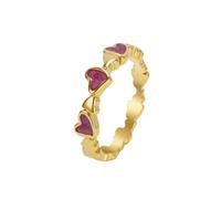 HIJONES Gold Silver Plated Heart Stackable Rings for Women Dainty Love Heart Band Ring Stainless Steel Statement Ring Jewellery Gift Valentine Birthday Red Size J1/2