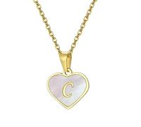 HIJONES Initial Letters Necklace for Women Stainless Steel 26 Alphabet Pendant Charm with Chain Gold Plated C