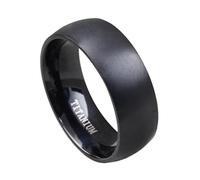 HIJONES Jewellery Mens European Style Black Titanium Ring Size P 1/2