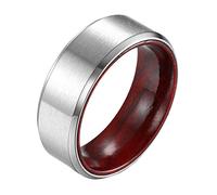 HIJONES Jewellery Mens Simple Style Stainless Steel Ring Silver with Veneer Inner Size Y