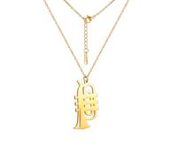 HIJONES Large Saxophone Necklace for Women Stainless Steel Vintage Hip Hop Musical Instrument Pendant Jewelry Chain Gold