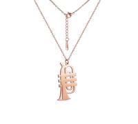 HIJONES Large Saxophone Necklace for Women Stainless Steel Vintage Hip Hop Musical Instrument Pendant Jewelry Chain Rose Gold