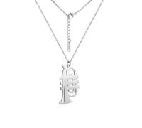 HIJONES Large Saxophone Necklace for Women Stainless Steel Vintage Hip Hop Musical Instrument Pendant Jewelry Chain Silver
