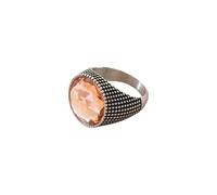 HIJONES Men Women's Large Gemstone Stainless Steel Punk Style Ring Minimalist Personalized Vintage Band Jewelry Silver Champagne Size U