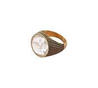 HIJONES Men Women's Large Gemstone Stainless Steel Punk Style Ring Minimalist Personalized Vintage Band Jewelry Gold Light White Size U