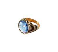 HIJONES Men Women's Large Gemstone Stainless Steel Punk Style Ring Minimalist Personalized Vintage Band Jewelry Gold Dark Blue Size N 1/2