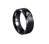 HIJONES Men Womens Stainless Steel Simple Ace Card Spade Ring Glossy Surface 8MM Plain Beveled Edge Band Ring Black Size W