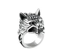 HIJONES Men's 316l Stainless Steel Wolf Head Knight Ring Gothic Biker Size T