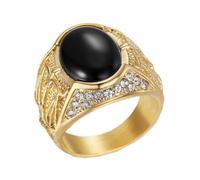 HIJONES Men's Libra Gemstone Stainless Steel Ring Vintage Personalized Punk Gothic Hip Hop Zodiac Signs Jewelry Black Size N 1/2
