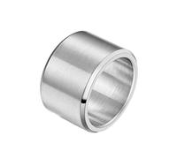HIJONES Mens Stainless Steel 15mm Wide Plain Statement Wedding Band Big Ring Matte Brushed Finish Hip Hop Silver Size Z+1