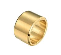 HIJONES Mens Stainless Steel 15mm Wide Plain Statement Wedding Band Big Ring Matte Brushed Finish Hip Hop Gold Size P 1/2