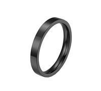 HIJONES Mens Stainless Steel 3MM Plain Ring Stackable Multiple Color Designs Marriage Proposal Band Couple Black Size N 1/2