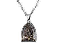 HIJONES Mens Stainless Steel Buddha Pendant Necklace Avalokiteshvara Bodhisattva Amulet Patron Saint Jewellery with Chain Lord Shiva