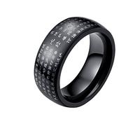 HIJONES Men's Stainless Steel Chinese Heart Sutra Engraved Buddhist Ring Band, Black Size P