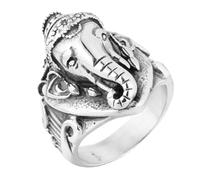 HIJONES Mens Stainless Steel Classic Elephant Animal Biker Ring Religious Faith Statement Chunky Band Size P 1/2