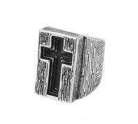 HIJONES Mens Stainless Steel Hammer Christian Cross Religious Biker Signet Ring Personality Oversized Crucifix Dominant Thumb Band Antique Silver Size Z+1