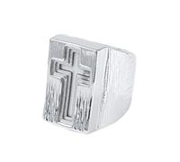HIJONES Mens Stainless Steel Hammer Christian Cross Religious Biker Signet Ring Personality Oversized Crucifix Dominant Thumb Band Silver Size P 1/2