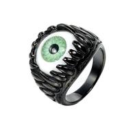 HIJONES Mens Stainless Steel Punk Giant Tooth Claw Eye Gemstone Biker Ring Gothic Titanium Chunky Finger Band Black Green Stone Size Z+1