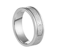 HIJONES Mens Stainless Steel Roman Numerals Ring Simple Elegant Jewellery 6MM Silver Size U